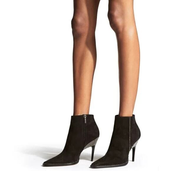 NWOB JIMMY CHOO Brecken 100 crystal-embellished suede ankle boots Size 35 - Picture 2 of 13